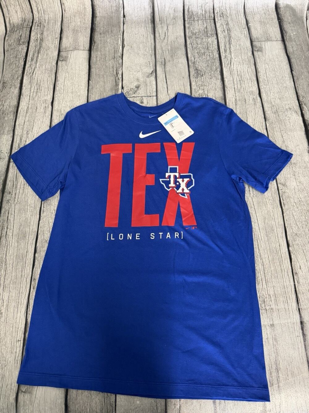 NWT Men's Nike Texas Rangers Scoreboard T-Shirt Sz Medium Royal Blue SS Cotton